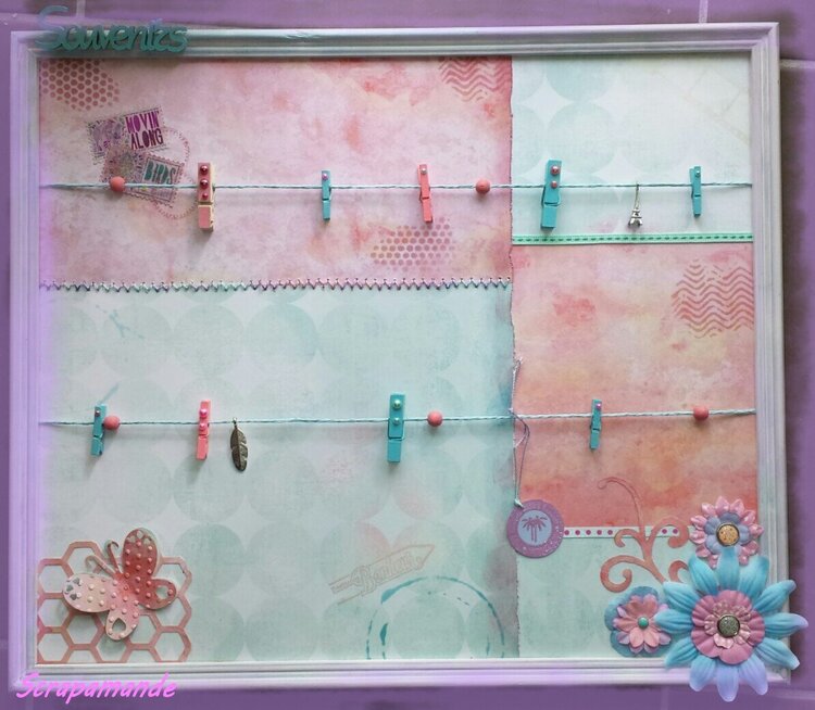 Scrapbook frame with clothespin