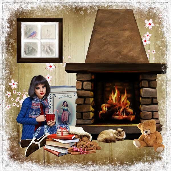 Hot chocolate by the fire by Kitty Scrap