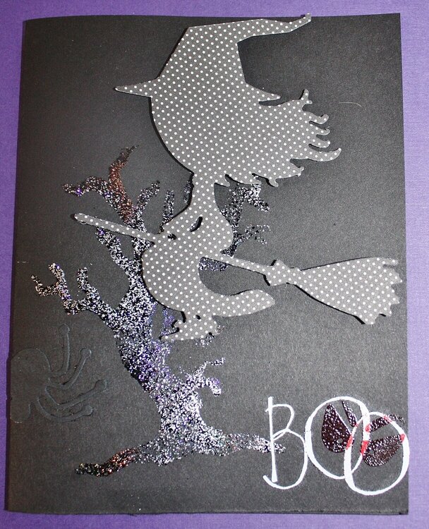Spooky Witchy, Tree, &amp; Scary &#039;Boo&#039; Eyes Halloween Card