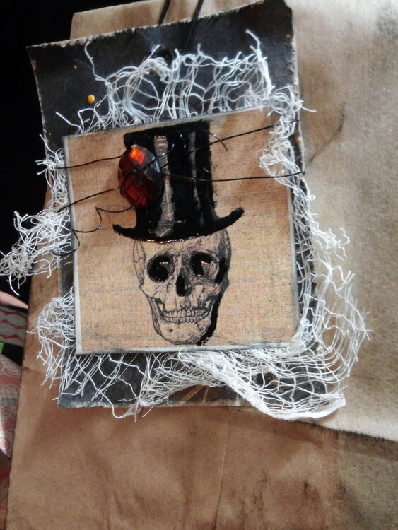 Halloween Skull Top Hat Gift Tag/Bag