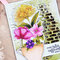 Coffee & Flowers: Colored, Stenciled & Foiled Handmade Card using Digital Stamps