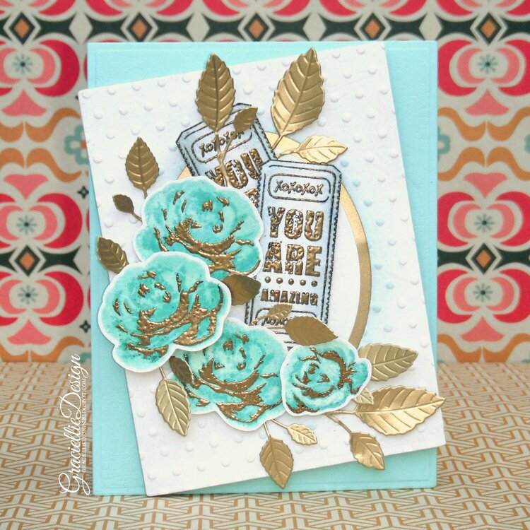 Multi-step Stamped Flowers - Heat Embossing with Dye Ink -