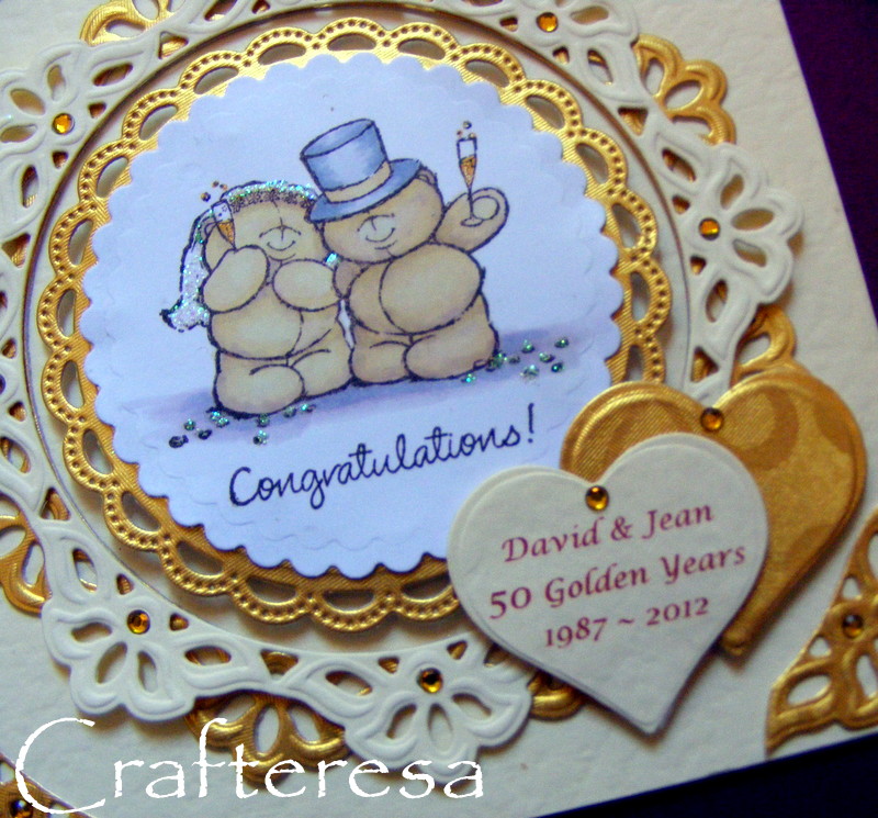 Golden Wedding Anniversary Card Forever Friends Personalised Hearts