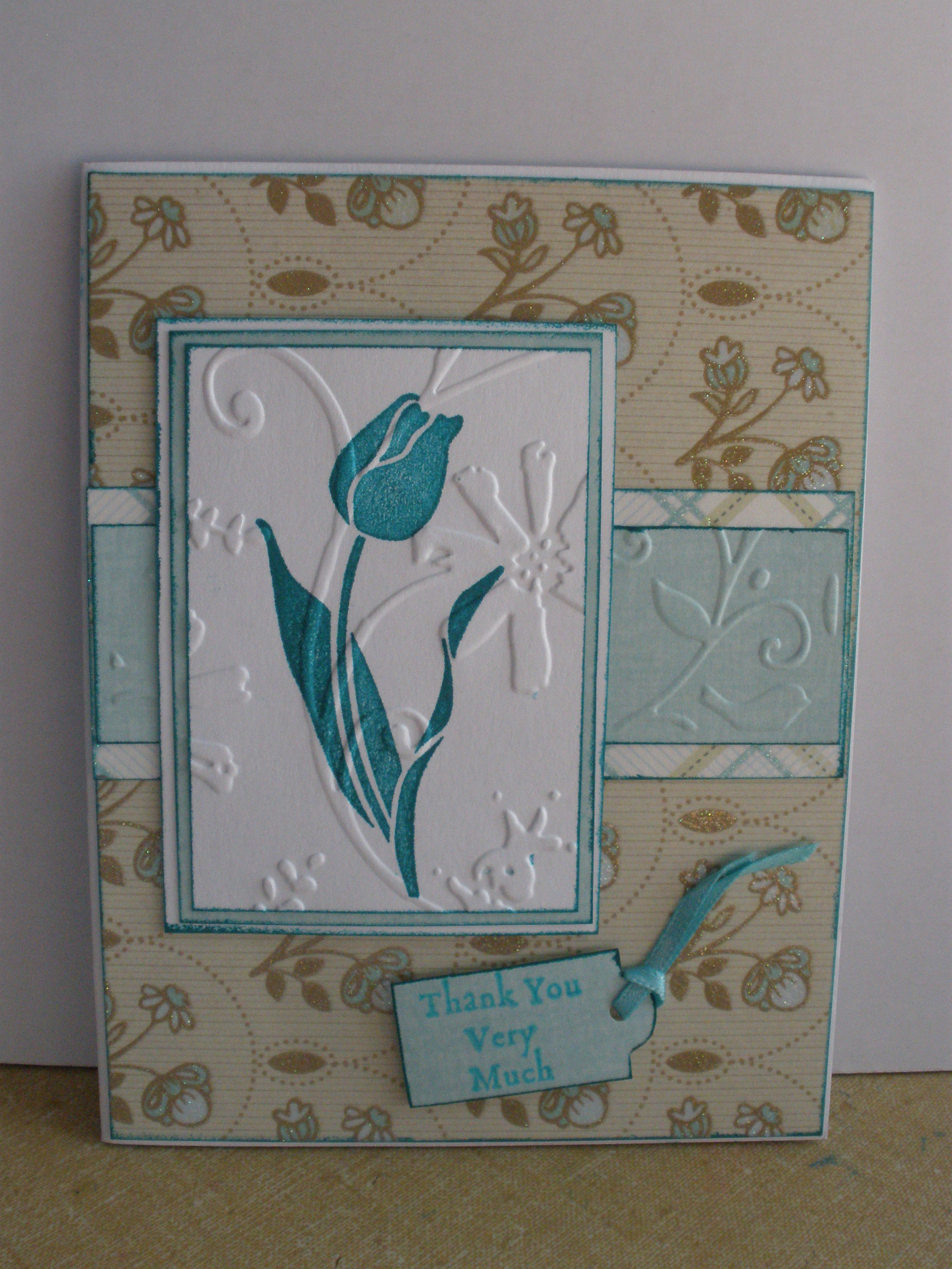 Teal Embossed Tulip