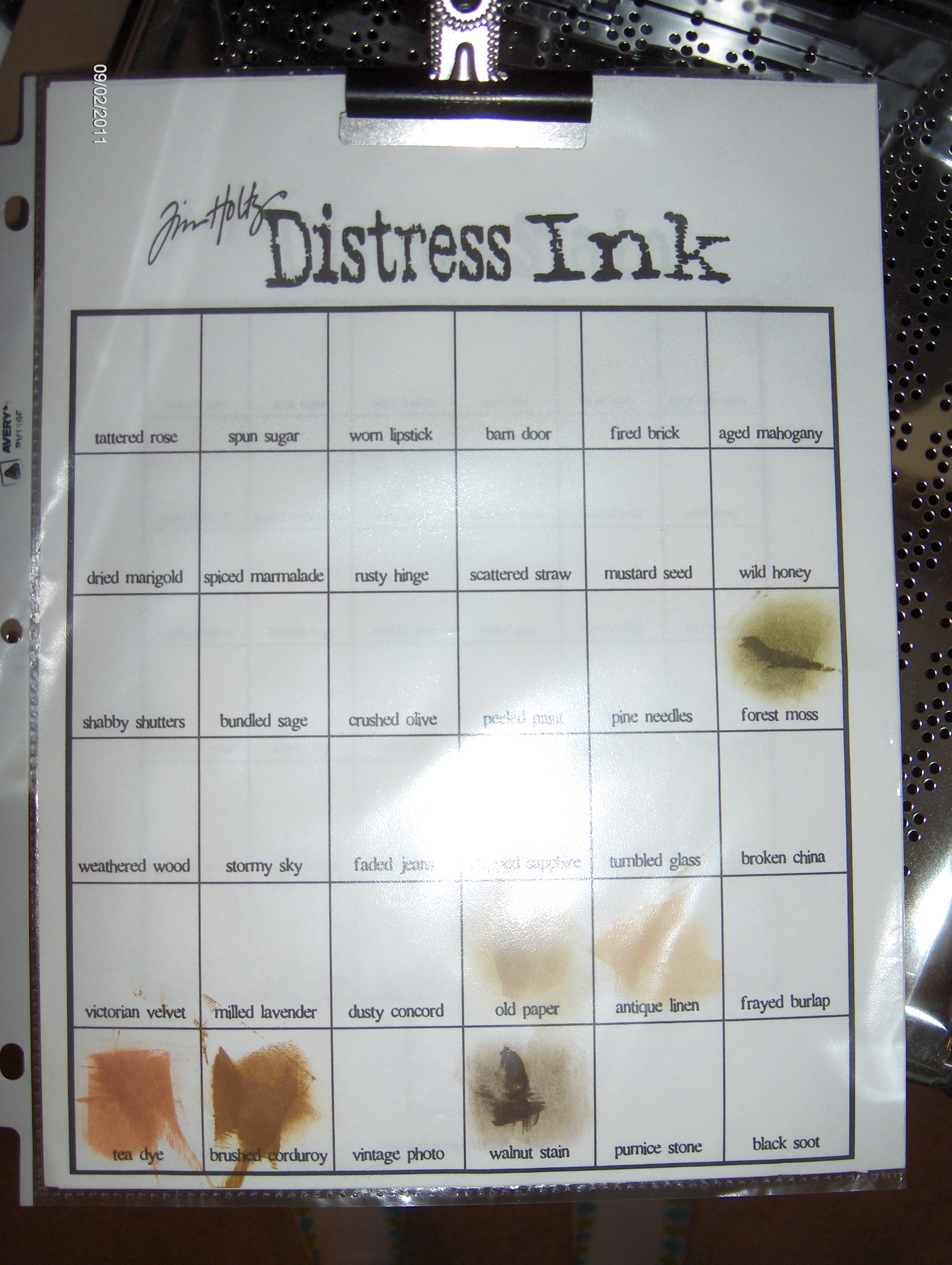 Ink Colour Chart