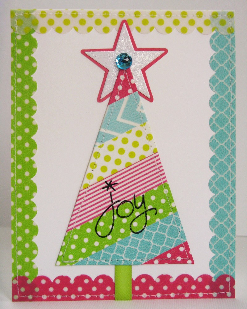 A Washi Tape Christmas Tree Card by Mendi Yoshikawa