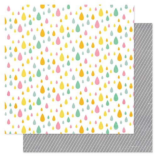 Pink Paislee - Hello Sunshine Collection - 12 x 12 Double Sided Paper - Rain Drops