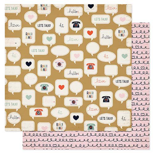 Pink Paislee - Switchboard Collection - 12 x 12 Double Sided Paper - Lets Chat
