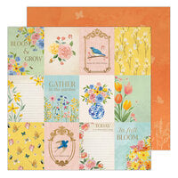 K and Company - Antique Garden Collection - 12 x 12 Double Sided Paper - Floral Tiles