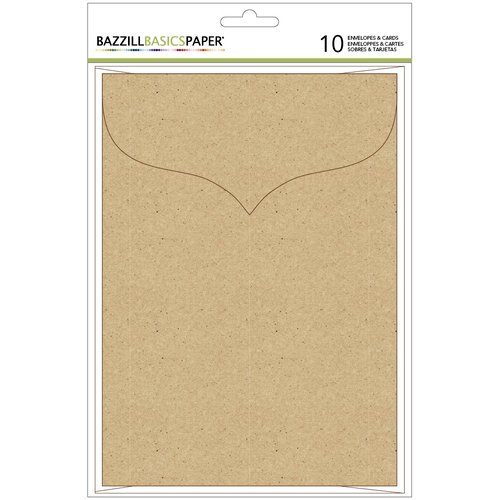 Bazzill Basics - Cards and Envelopes - 5 x 7 - Kraft - Scalloped