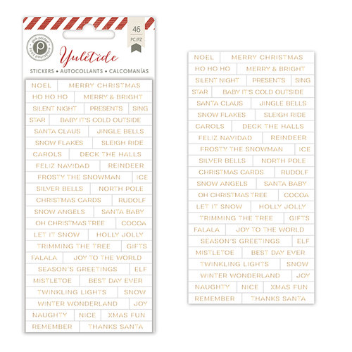 Pink Paislee - Yuletide Collection - Christmas - Foil Stickers - Words