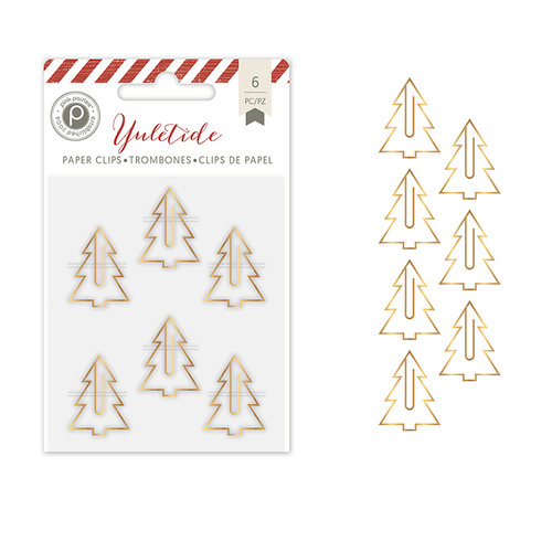 Pink Paislee - Yuletide Collection - Christmas - Paper Clips - Trees - Gold