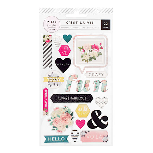 Pink Paislee - C'est La Vie Collection - Puffy Stickers