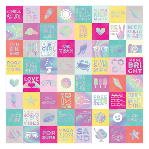 Pink Paislee - Summer Lights Collection - 12 x 12 Adhesive Back Paper with Foil Accents