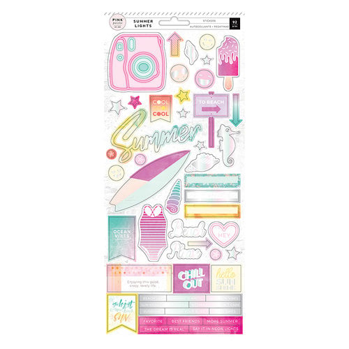 Pink Paislee - Summer Lights Collection - Cardstock Stickers with Foil Accents