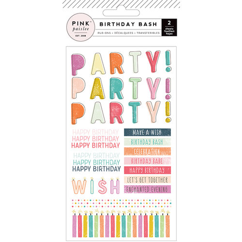 Pink Paislee - Birthday Bash Collection - Rub Ons