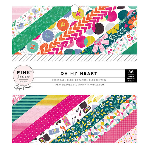 Pink Paislee - Oh My Heart Collection - 6 x 6 Paper Pad