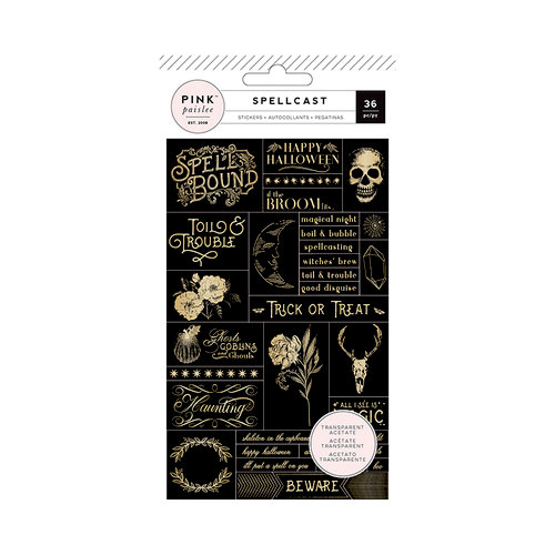 Pink Paislee - Spellcast Collection - Halloween - Acetate Stickers with Foil Accents - Word Jumble