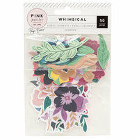 Pink Paislee - Whimsical Collection - Die Cut Cardstock Pieces with Foil Accents - Floral