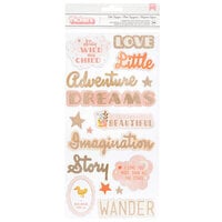 Pink Paislee - Little Adventurer Collection - Thickers - Chipboard - Rose Gold Glitter - Phrase and Icons - Girl