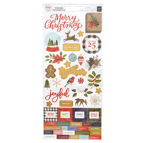 Pink Paislee - Together For Christmas Collection - 6 x 12 Sticker Sheets with Foil Accents