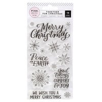 Pink Paislee - Together For Christmas Collection - Clear Acrylic Stamps - Snowflakes and Words