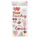 Pink Paislee - Lucky Us Collection - Thickers - Lucky Charm - Phrase - Chipboard - Pink Glitter