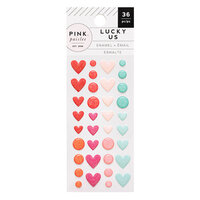 Pink Paislee - Lucky Us Collection - Self-Adhesive Enamel Dots with Iridescent Glitter Accents