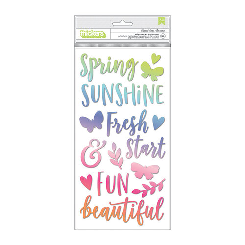 Pink Paislee - Bloom Street Collection - Thickers - Flutter - Phrase - Puffy Vinyl Stickers