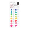 Pink Paislee - Bloom Street Collection - Self Adhesive Enamel Dot Stickers with Iridescent White Glitter Accents