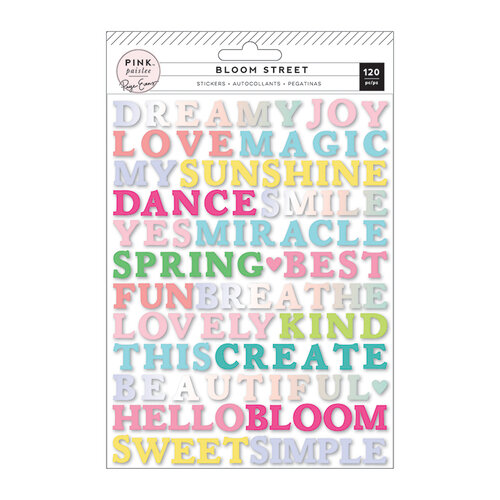 Pink Paislee - Bloom Street Collection - Puffy Word Stickers with Vinyl and Iridescent Foil Accents