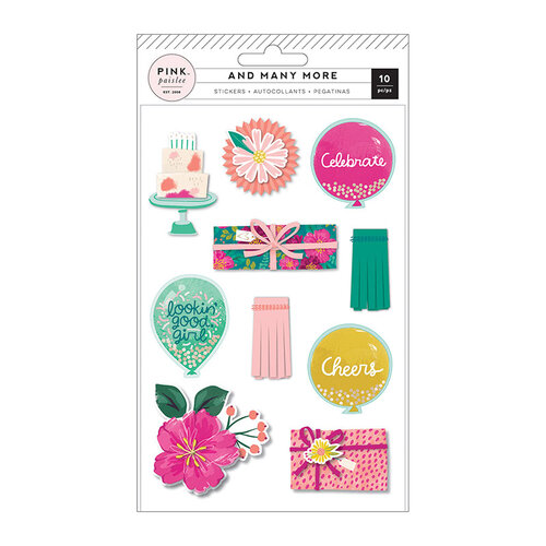 Pink Paislee - And Many More Collection - Layered Stickers with Glitter and Foil Accents