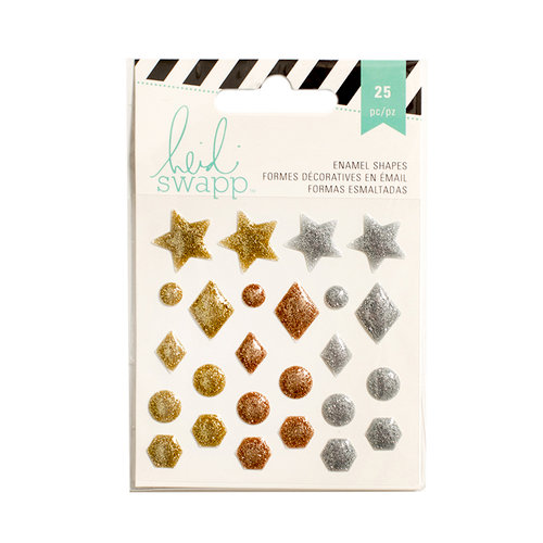 Heidi Swapp - Glitter Enamel Shapes - Metallic