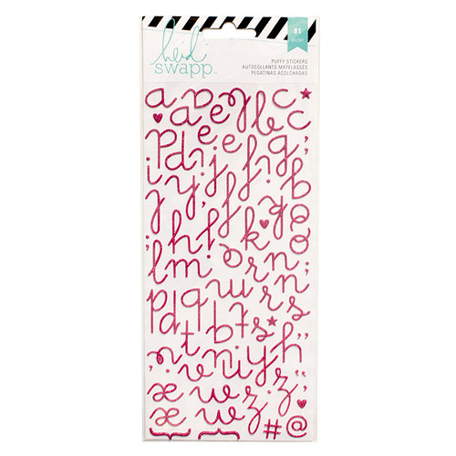 Heidi Swapp - Glitter Puffy Stickers - Alphabet - Hot Pink