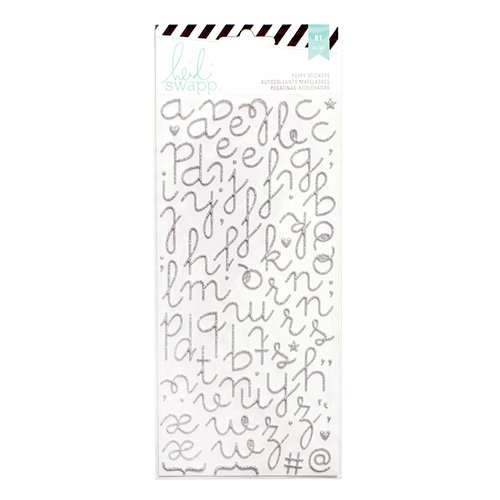 Heidi Swapp - Glitter Puffy Stickers - Alphabet - Silver