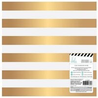 Heidi Swapp - Magnolia Jane Collection - 12 x 12 Paper with Foil Accents - Gold Stripe