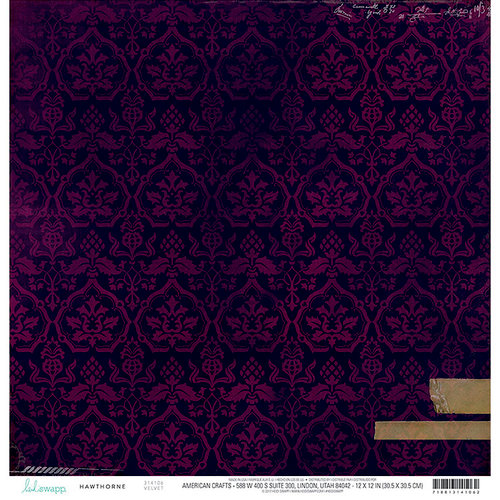 Heidi Swapp - Hawthorne Collection - 12 x 12 Double Sided Paper - Velvet