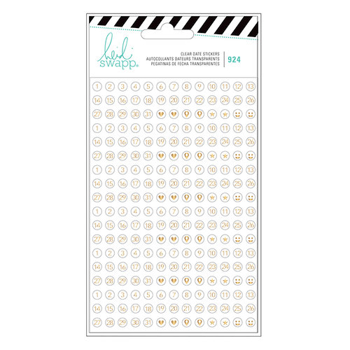 Heidi Swapp - Fresh Start Collection - Memory Planner - Clear Stickers - Numbers and Icons with Gold Foil