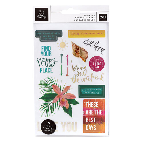 Heidi Swapp - Art Walk Collection - Small Cardstock Sticker Pack with Foil Accents