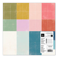 Heidi Swapp - Old School Collection - 12 x 12 Double Sided Paper - Perforated Colored Cardstock