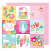 American Crafts - Hello Spring Collection - 12 x 12 Double Sided Paper - Sunny Bunny