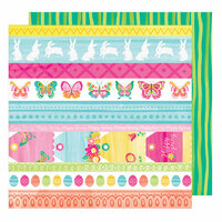 American Crafts - Hello Spring Collection - 12 x 12 Double Sided Paper - Bonny Bunny
