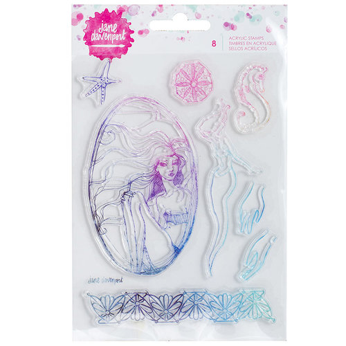 American Crafts - Mixed Media 2 - Clear Acrylic Stamps - Mermaid