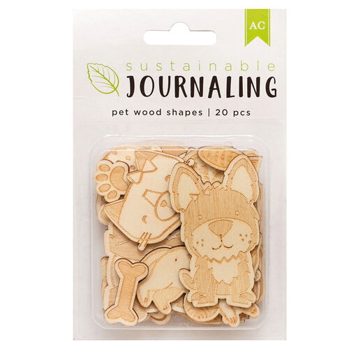 American Crafts - Sustainable Journaling Collection - Wood Embellishments - Pets