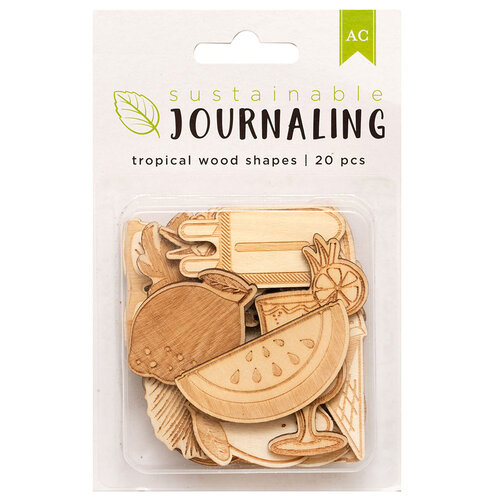 American Crafts - Sustainable Journaling Collection - Wood Embellishments - Tropical
