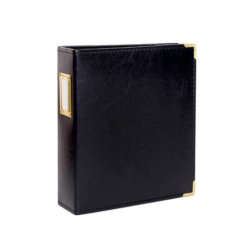 Studio Calico - Seven Paper - Handbook Collection - 6 x 8 D-Ring Album - Faux Leather - Black