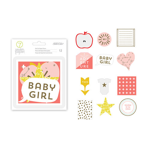 Studio Calico - Seven Paper - Clara Collection - Die Cut Cardstock Pieces with Foil Accents - Girl