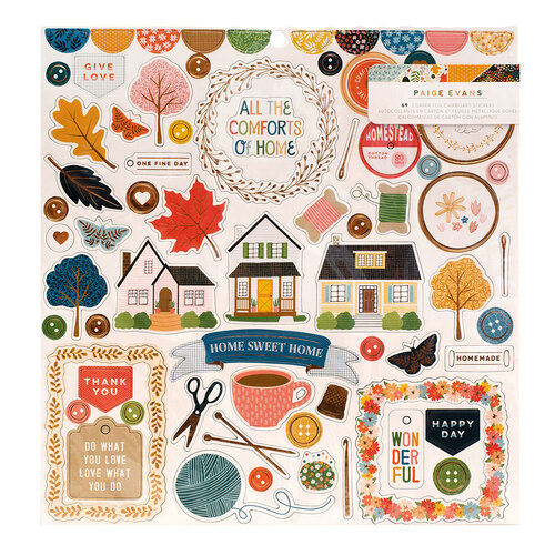 Paige Evans - Bungalow Lane Collection - 12 x 12 Chipboard Stickers with Copper Foil Accents