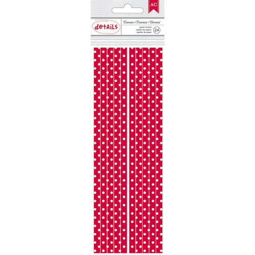 American Crafts - Everyday - Paper Straws - Crimson Dot