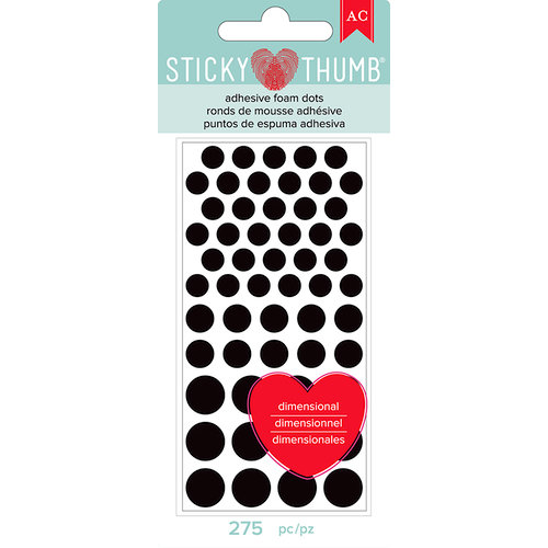 American Crafts - Adhesives - 3 Dimensional Foam - Sticky Thumb - Black Dots